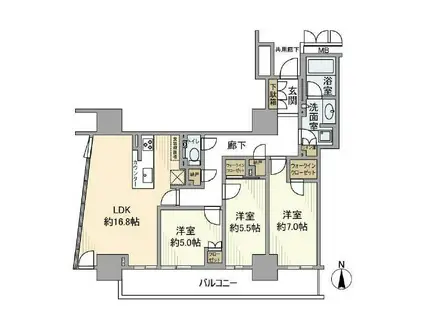 プレミストタワー靱本町(3LDK/10階)の間取り写真