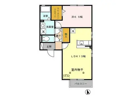 フローラルA(1LDK/2階)の間取り写真