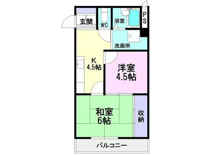 ヒルズ喜多山(2K/2階)の間取り写真