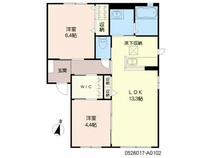 パークサイド A棟(2LDK/1階)の間取り写真