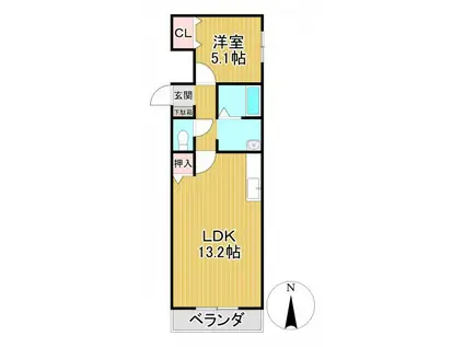 DCフラット(1LDK/3階)の間取り写真