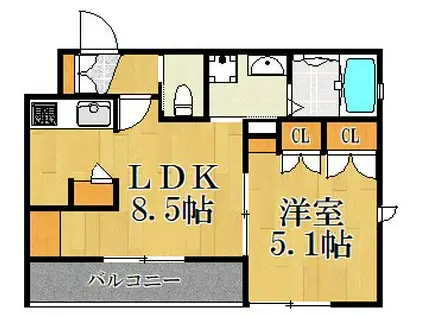 MAISON IKEBATA(1LDK/1階)の間取り写真