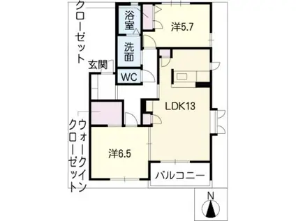 青柳ガーデンハイム(2LDK/2階)の間取り写真