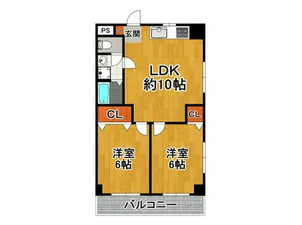 MMハイツ(2LDK/2階)の間取り写真