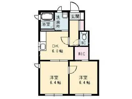 イデアルメゾンA棟(2DK/1階)の間取り写真