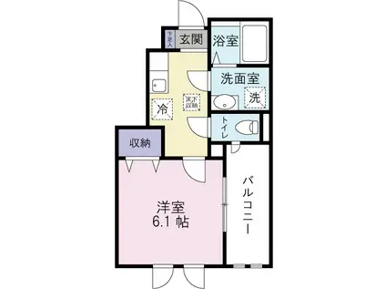 パティオA棟(1K/1階)の間取り写真