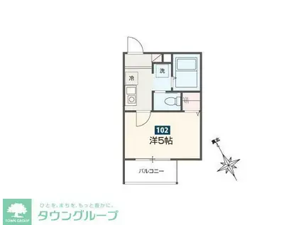 MELLAS日進III(1K/1階)の間取り写真