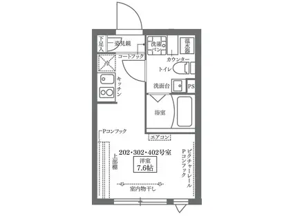 COCOCUBE北千住(ワンルーム/3階)の間取り写真
