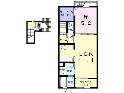 ラ・ルーチェI(1LDK/2階)の間取り写真