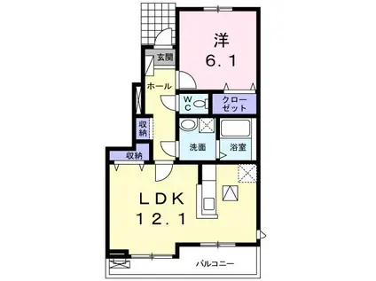 ストリーム サウス(1LDK/1階)の間取り写真
