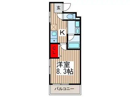 エグゼシャトー五番館(1K/1階)の間取り写真