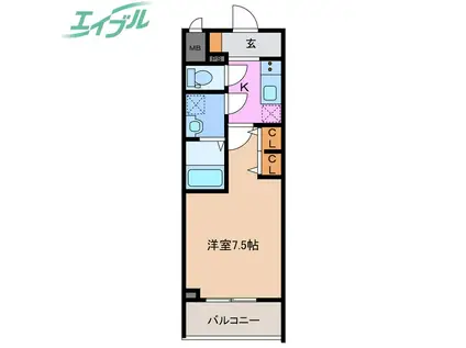 S-RESIDENCE四日市駅前COULEUR(1K/14階)の間取り写真