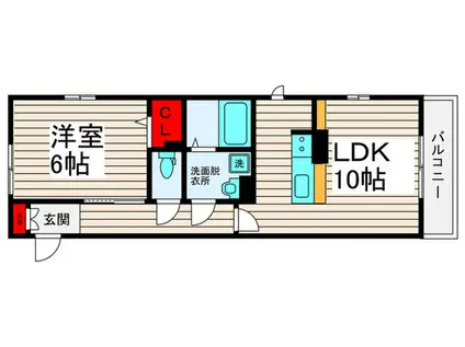 シェドゥーヴル芳和(1LDK/2階)の間取り写真