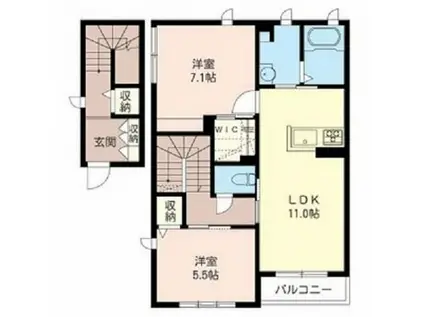 Kメゾン(2LDK/2階)の間取り写真