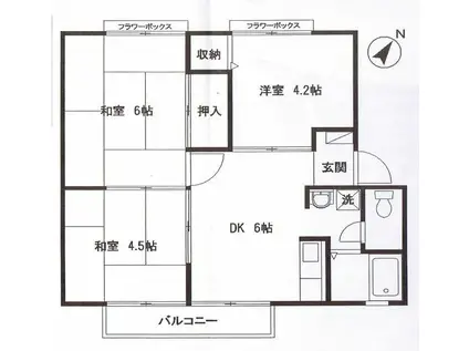 メゾンコージII(3DK/2階)の間取り写真