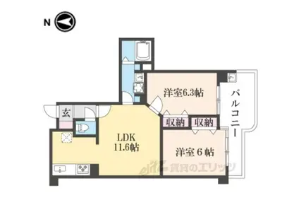 センチュリーアスカX(2LDK/4階)の間取り写真