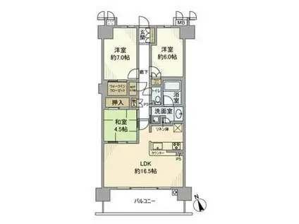 グランディーテ山之手(3LDK/4階)の間取り写真