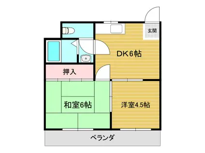 コーポ高倉台(2DK/1階)の間取り写真