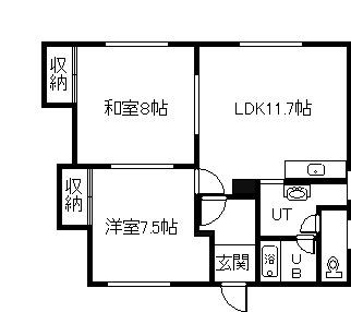 富岡コーポ(2LDK/2階)の間取り写真