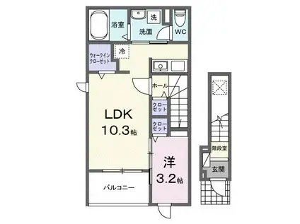 メゾン・ルピナス(1LDK/2階)の間取り写真