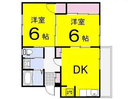 第1鐙ビル(2DK/1階)の間取り写真