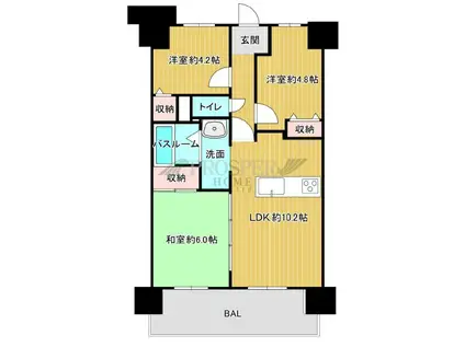ヴィルジュパレス今里(3LDK/11階)の間取り写真