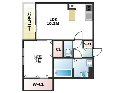 GRADITO東石切(1LDK/3階)の間取り写真