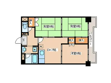 パークハイツ東口(3DK/3階)の間取り写真