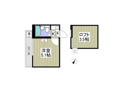 ヴィレイル高松(1K/2階)の間取り写真