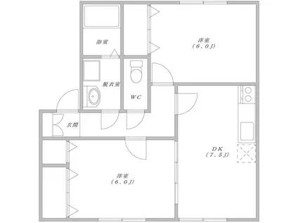 ベルソフィア南万騎が原B(2DK/1階)の間取り写真