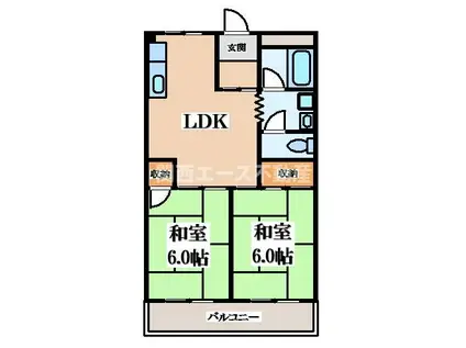 マルヨシハイツ(2DK/3階)の間取り写真