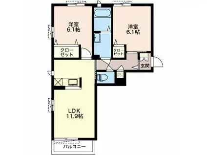 ラフィーエ(2LDK/2階)の間取り写真