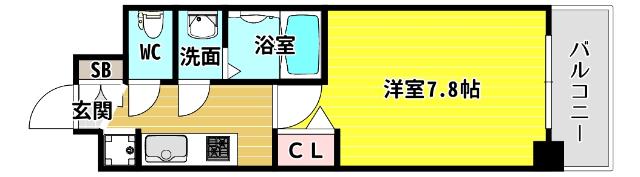 ソルテラス大阪BAY STATION SIDE(1K/5階)の間取り写真