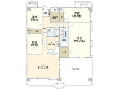 アメニティ第二築地(4LDK/14階)の間取り写真