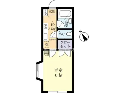 谷島コーポB(1K/1階)の間取り写真