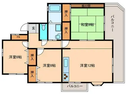 アトリウム砂屋戸(3LDK/2階)の間取り写真