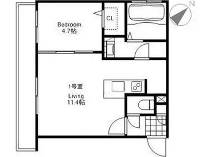 AXIS-WILL 東札幌STA(1LDK/3階)の間取り写真