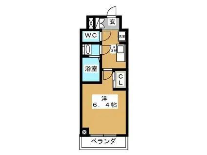 ラクラス市川(1K/2階)の間取り写真