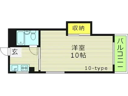 リリアン都島 旧東洋ライオンズ都島(1K/4階)の間取り写真