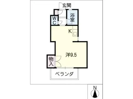 ニューウェーブ長久手(ワンルーム/2階)の間取り写真