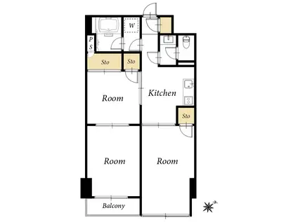 マンション御殿山(3LDK/5階)の間取り写真