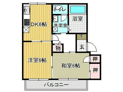 コアロードC棟(2DK/2階)の間取り写真