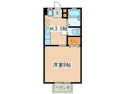 ハイツKIYO A(1K/2階)の間取り写真