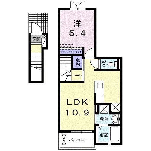 アイフリーデ(1LDK/2階)の間取り写真