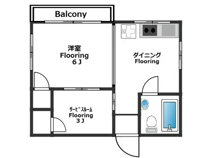 目黒ハイツ(1SK/2階)の間取り写真