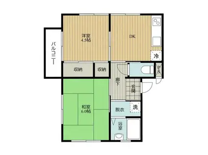 メゾンキーコ(2DK/2階)の間取り写真