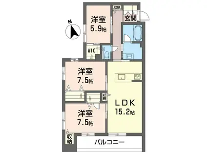 ウィズプラス大船(3LDK/1階)の間取り写真