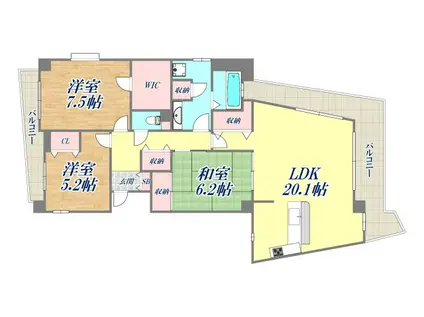 東急ドエル・アルス苦楽園桜町(3LDK/2階)の間取り写真