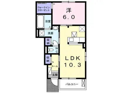 パーク アクシスイースト C(1LDK/1階)の間取り写真