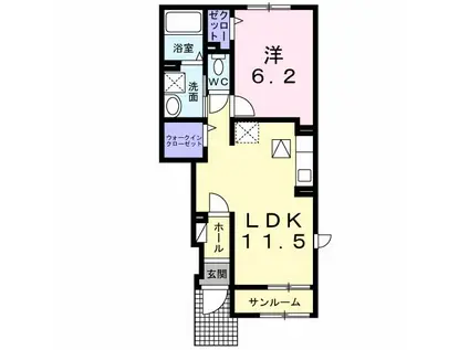 テルミアース I(1LDK/1階)の間取り写真